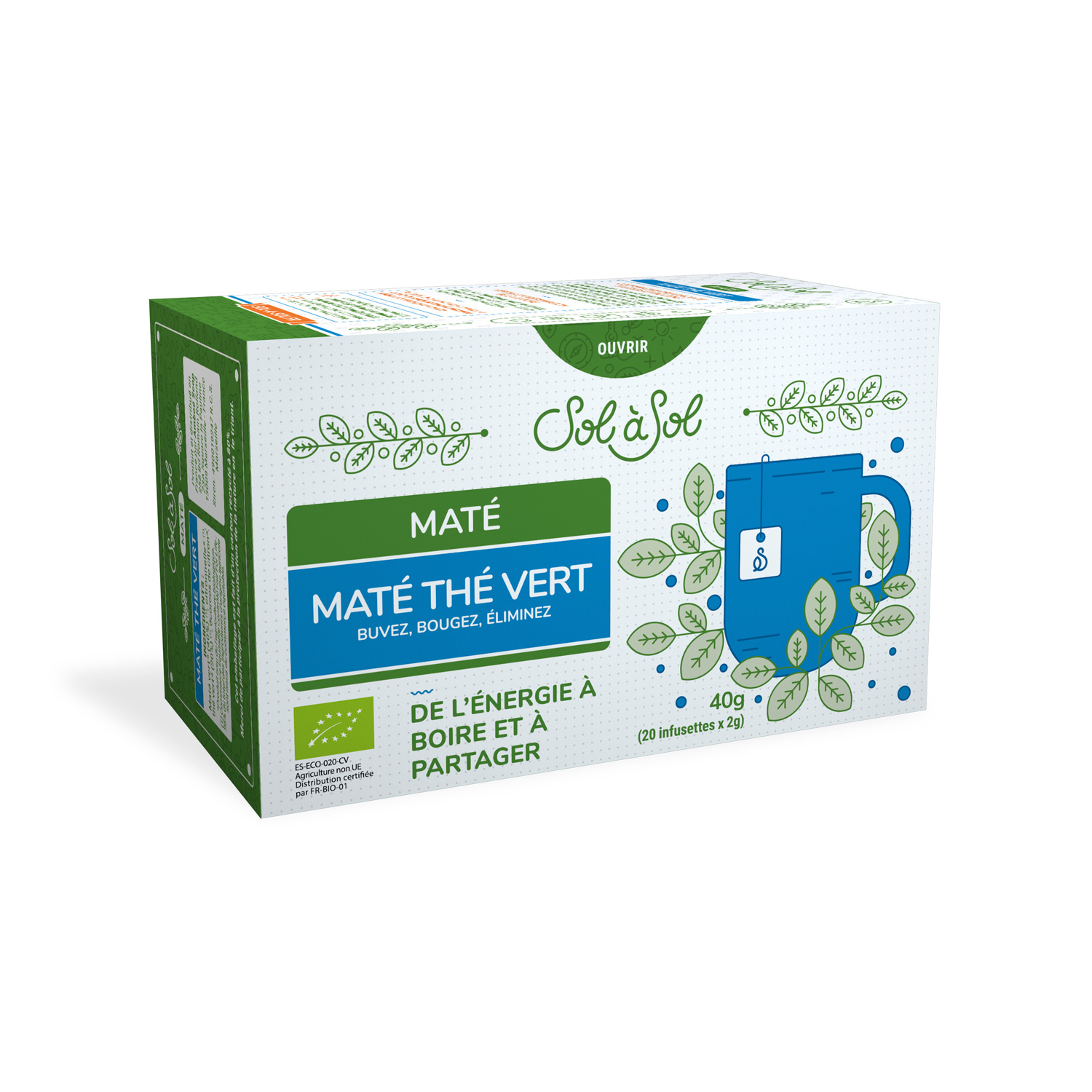 Maté du Brésil au thé vert et citron, biologique - Paquet de 400 g